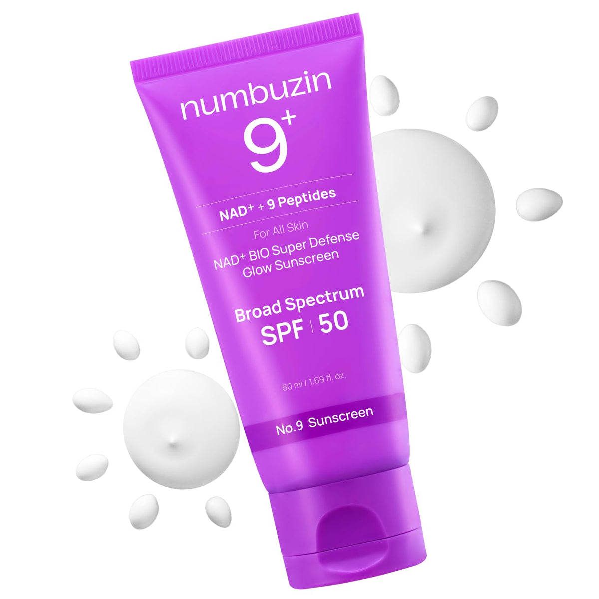 Numbuzin No.9 Sunscreen -> textura crema suave para uso diario SPF50.