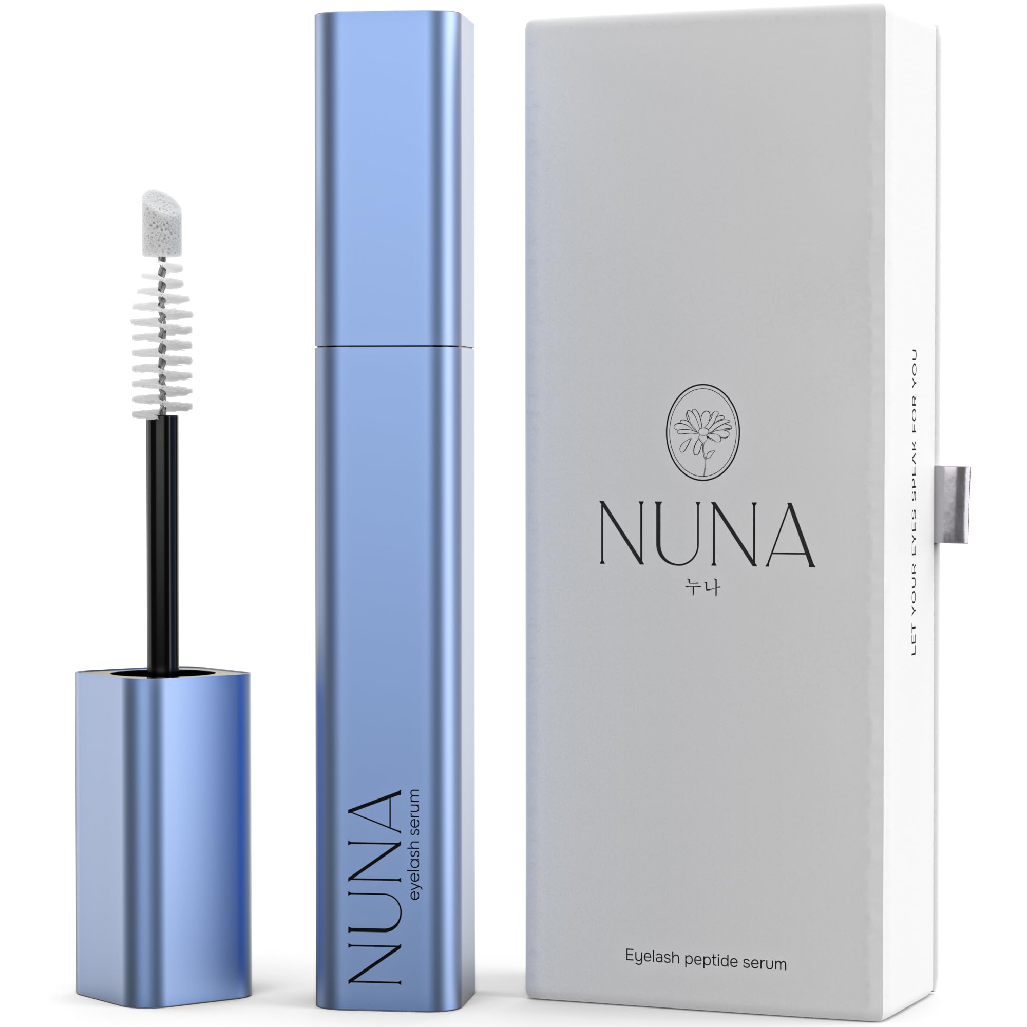 NUNA Serum: botella visible para uso diario de pestañas.