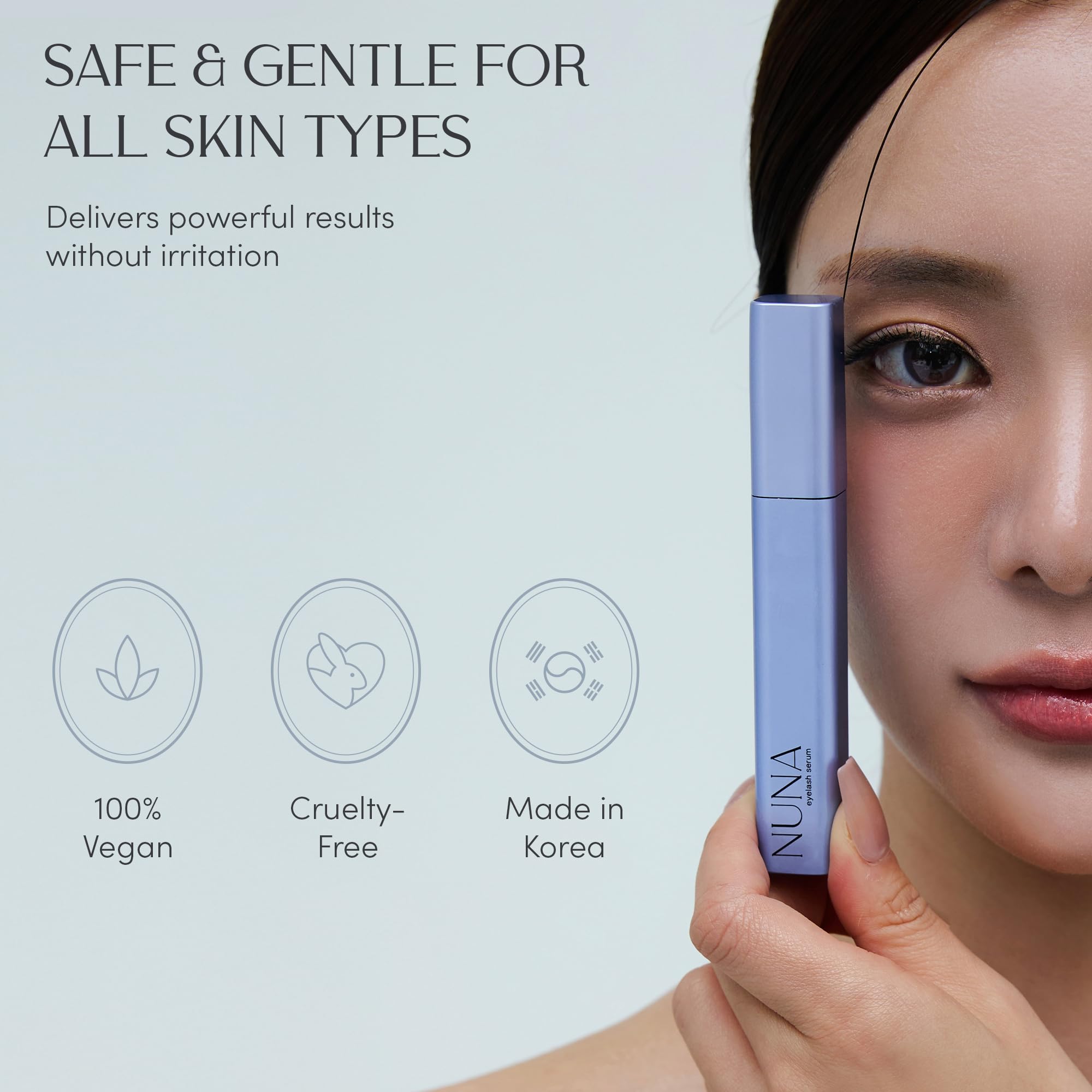 NUNA Serum 100% vegano y libre de crueldad para pestañas.