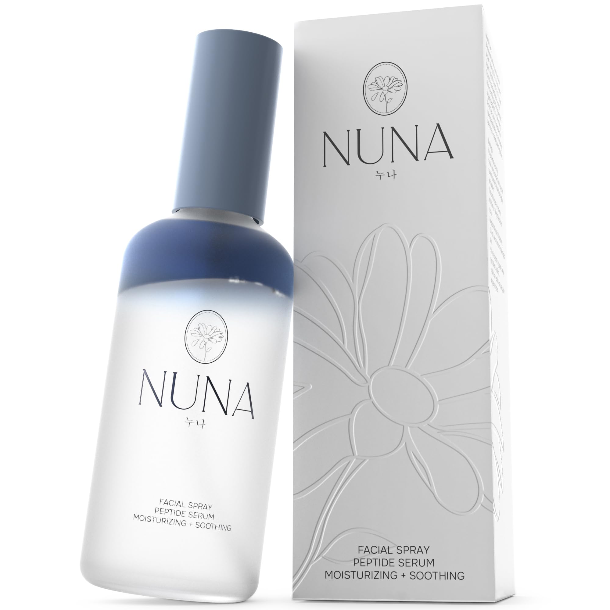 NUNA Ultra Hydrating Serum Spray: botella en mano, hidratación ligera para piel cansada.