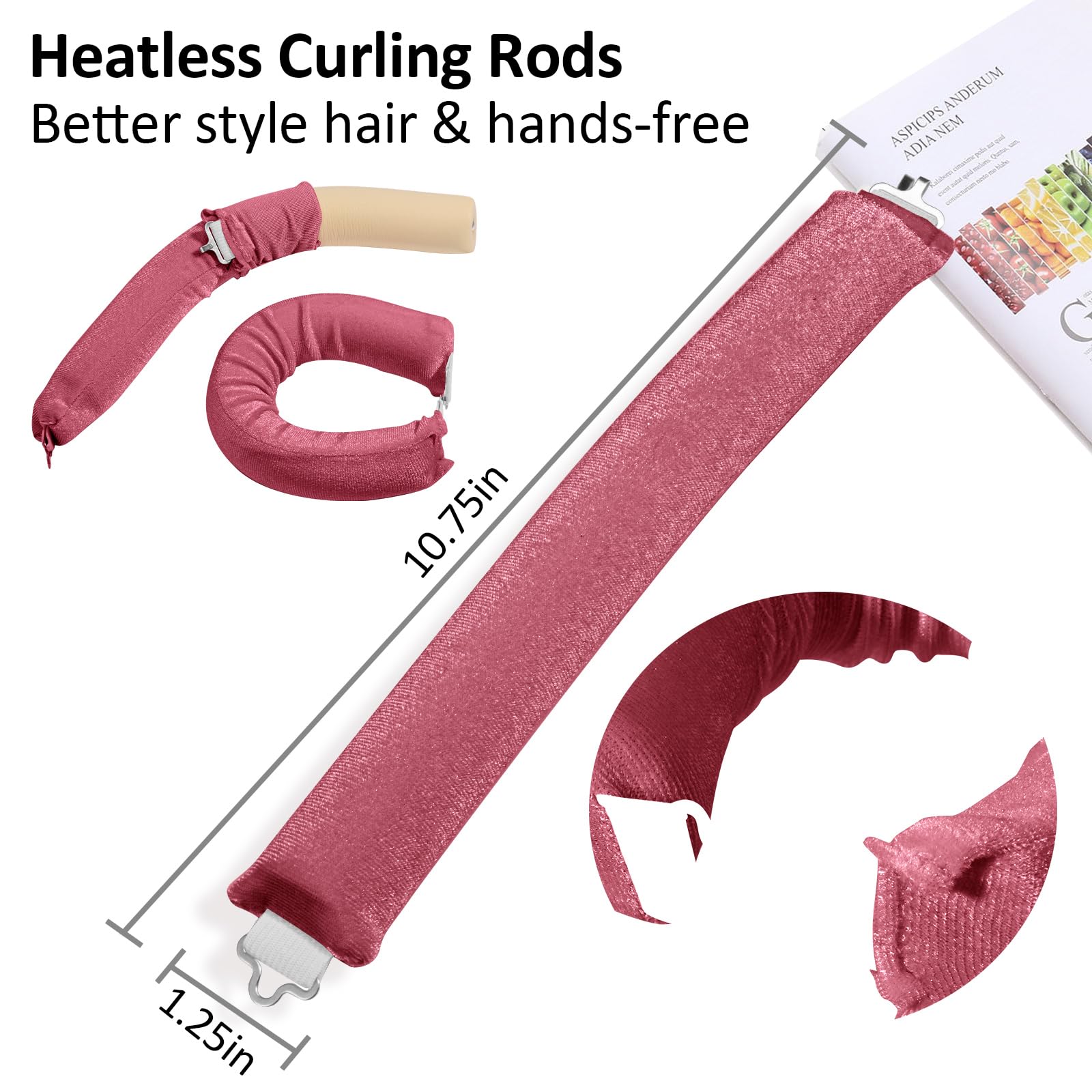 nunflue panuelo satín para dormir, rosa-rojo, fijación cómoda