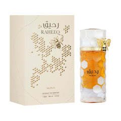 Nusuk Raheeq para mujer, botella 100 ml, empaque elegante, ideal para regalo.