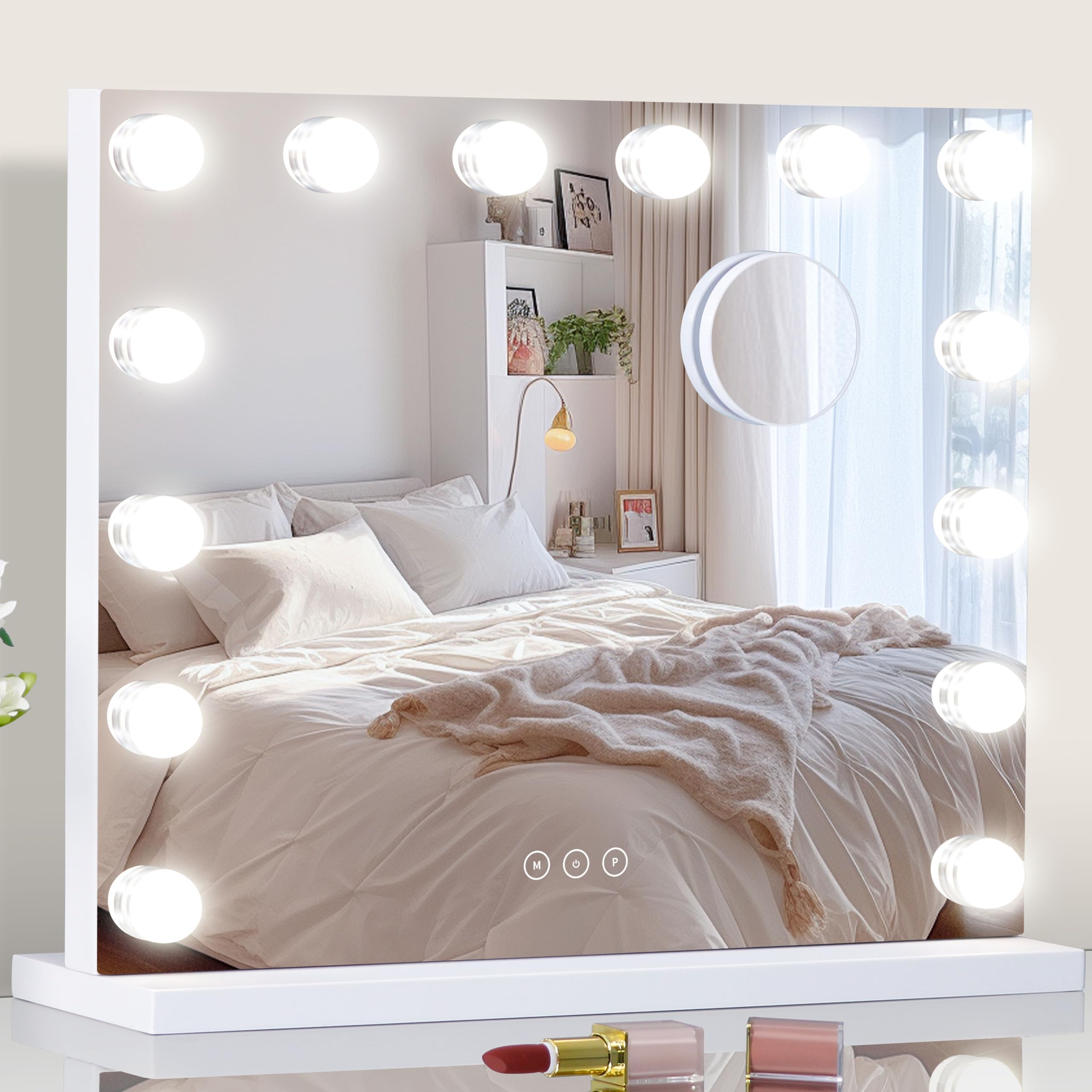 NUSVAN Espejo de maquillaje iluminado para retoques rápidos.