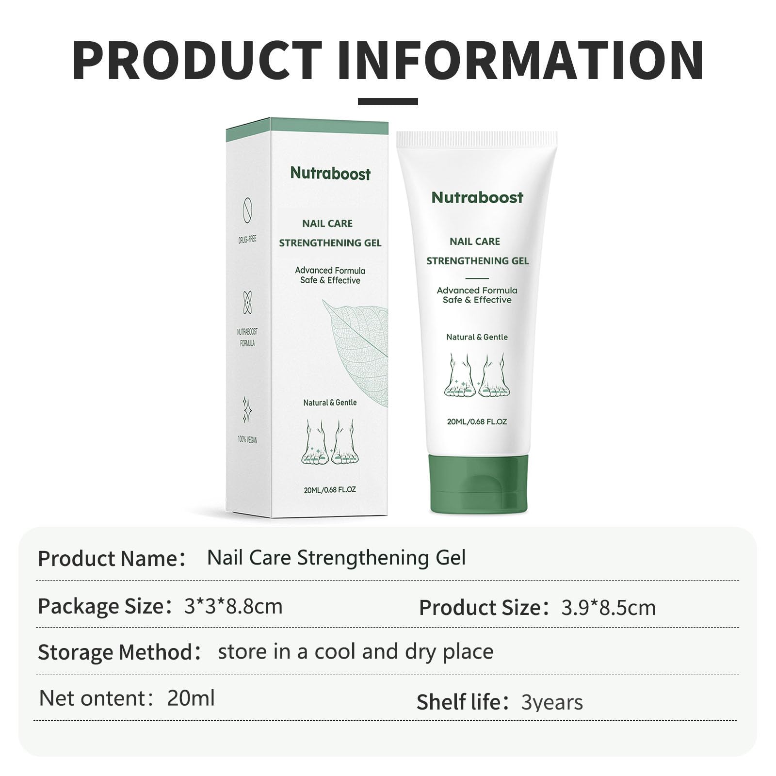 Aplicación de gel para uñas Nutraboost, nutrir y fortalecer