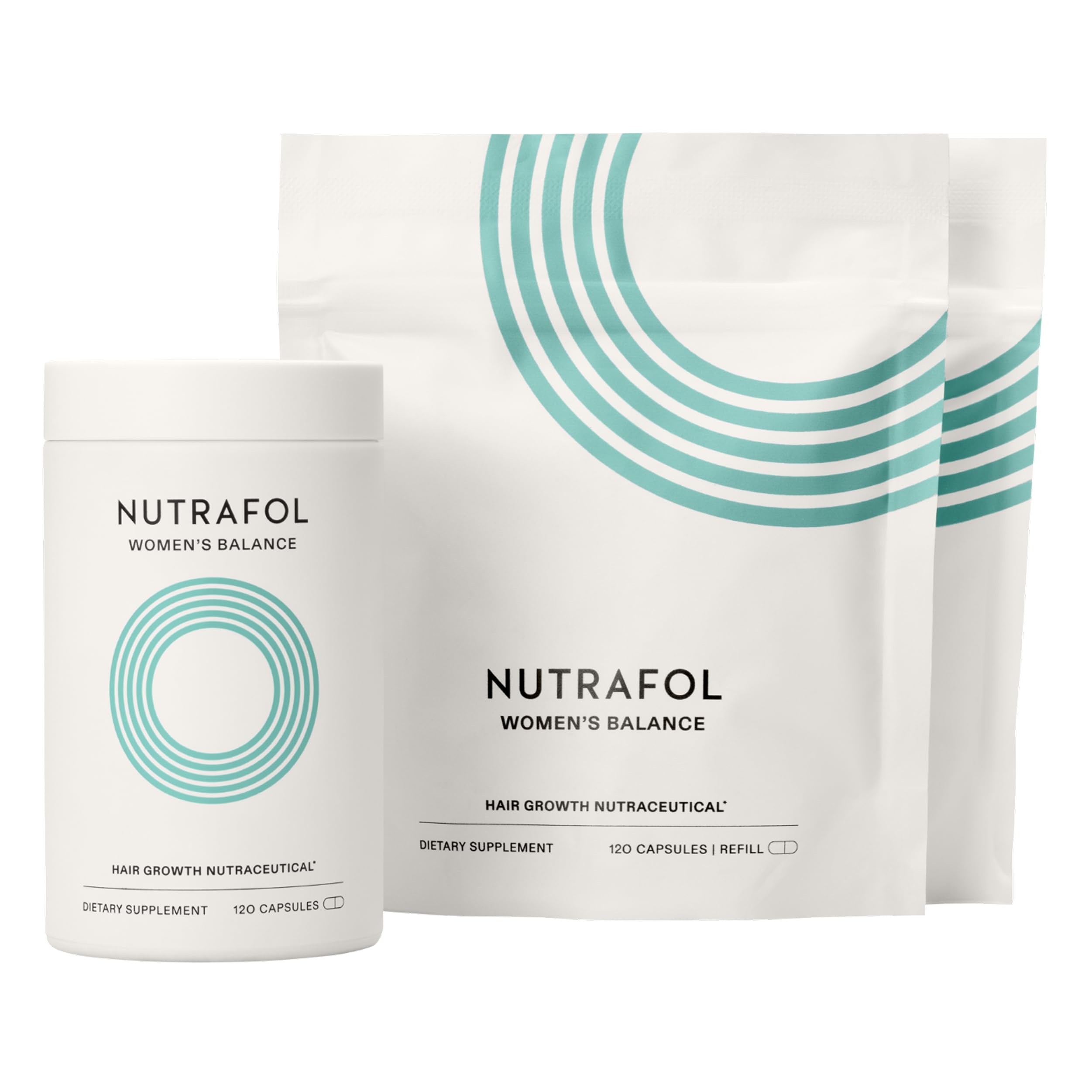 Nutrafol Balance, bouteille: soutien potentiel à l’épaisseur capillaire et à la couverture du cuir chevelu.