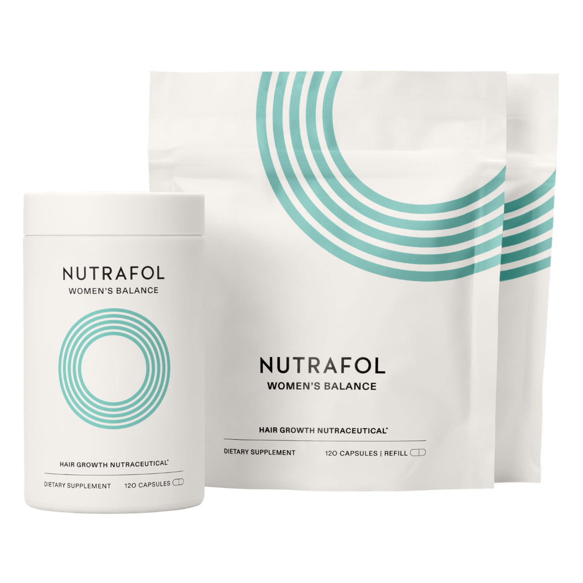 Nutrafol Balance, bouteille: soutien potentiel à l’épaisseur capillaire et à la couverture du cuir chevelu.