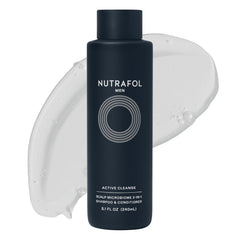 Nutrafol Hombre 2en1, botella de champú y acondicionador, cabello más limpio y con volumen.