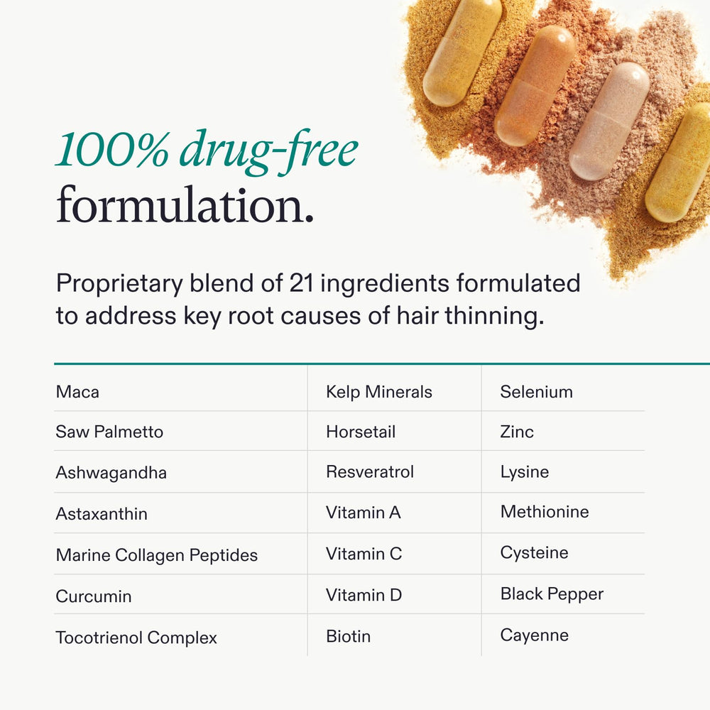 Nutrafol Balance ingredientes: mezcla propietaria de vitaminas y plantas