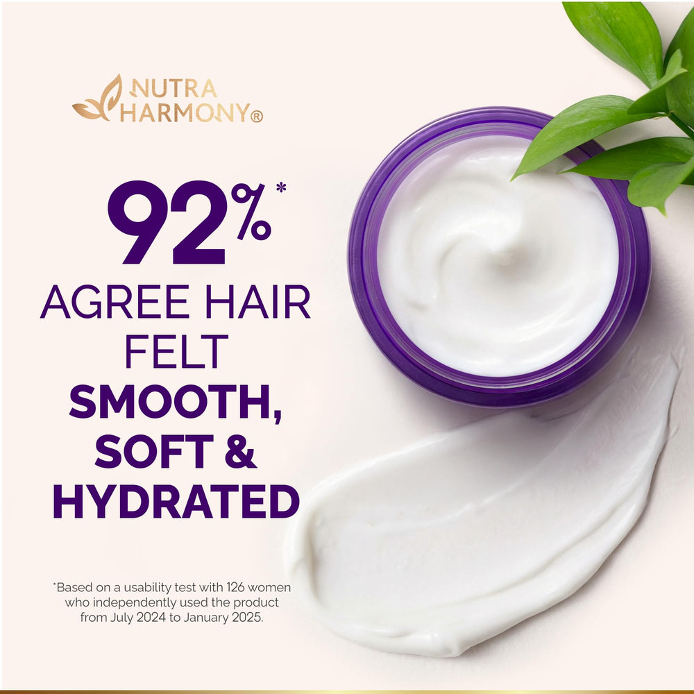 Post-relaxer glow on smooth NutraHarmony Hair Mask-treated hair
