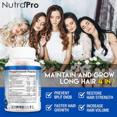NutraPro Long Hair Gummies gomitas rojas, uso diario para cabello fino.