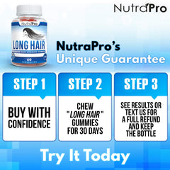 NutraPro Long Hair Gummies textura gomosa, experiencia agradable al tomar.