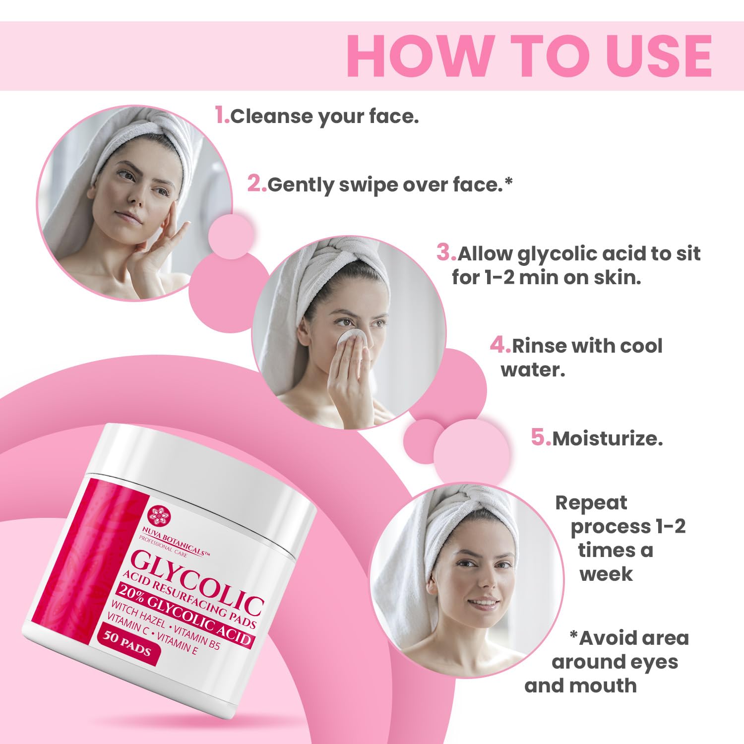 Discos glicólico Nuva Botanicals aptos para pieles de todo tipo.