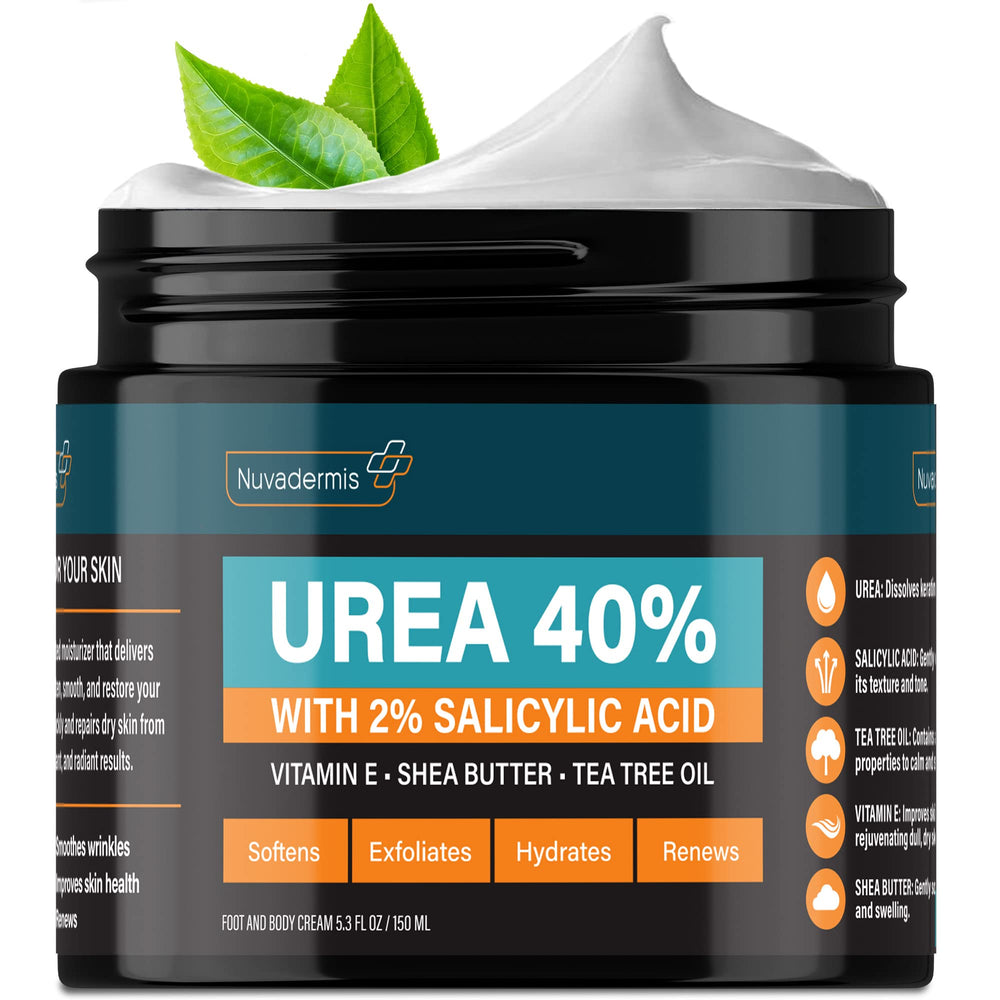 NUVADERMIS 40% Urea Cream jar for deep hydration and softening dry skin.
