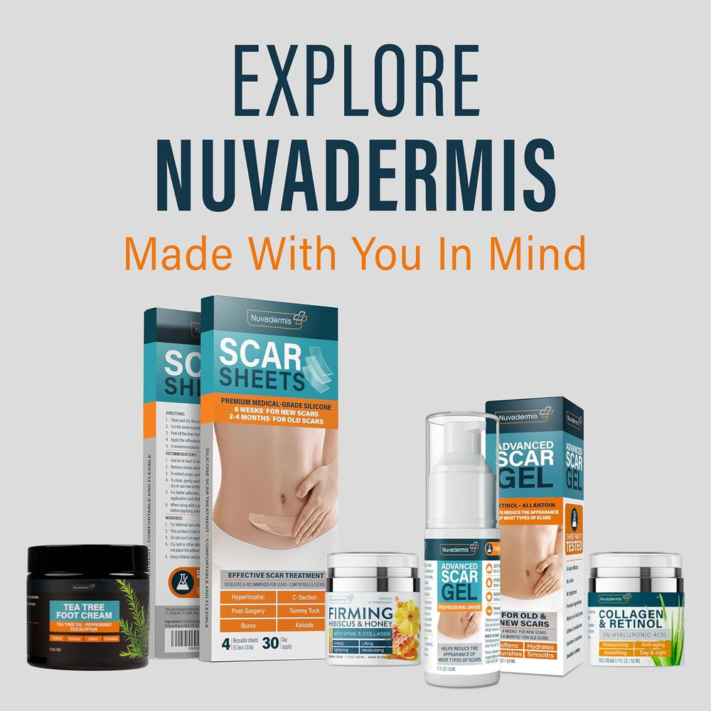 NUVADERMIS full-body-care routine shot highlights versatile use.