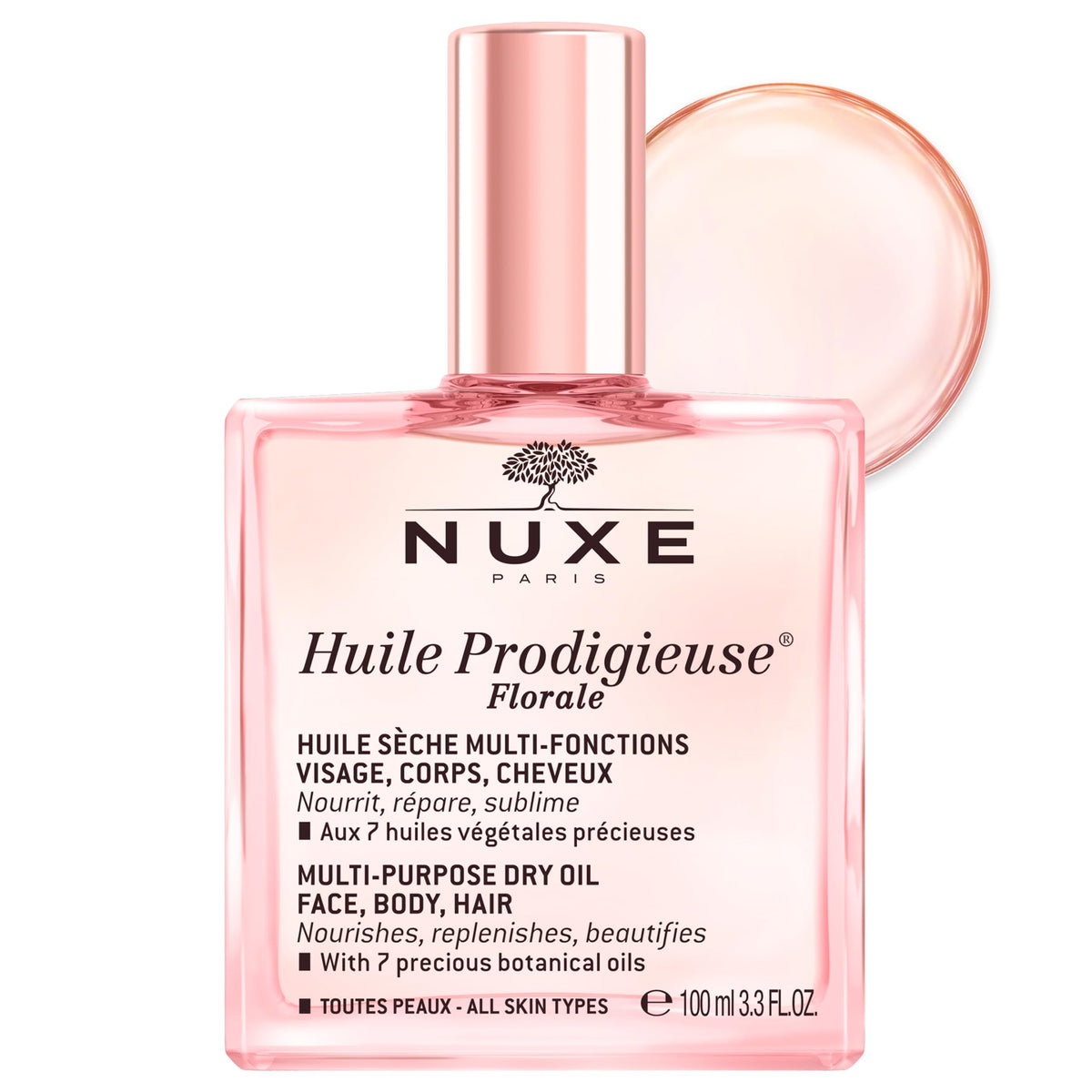Nuxe Prodigieuse Floral envase en primer plano con brillo suave