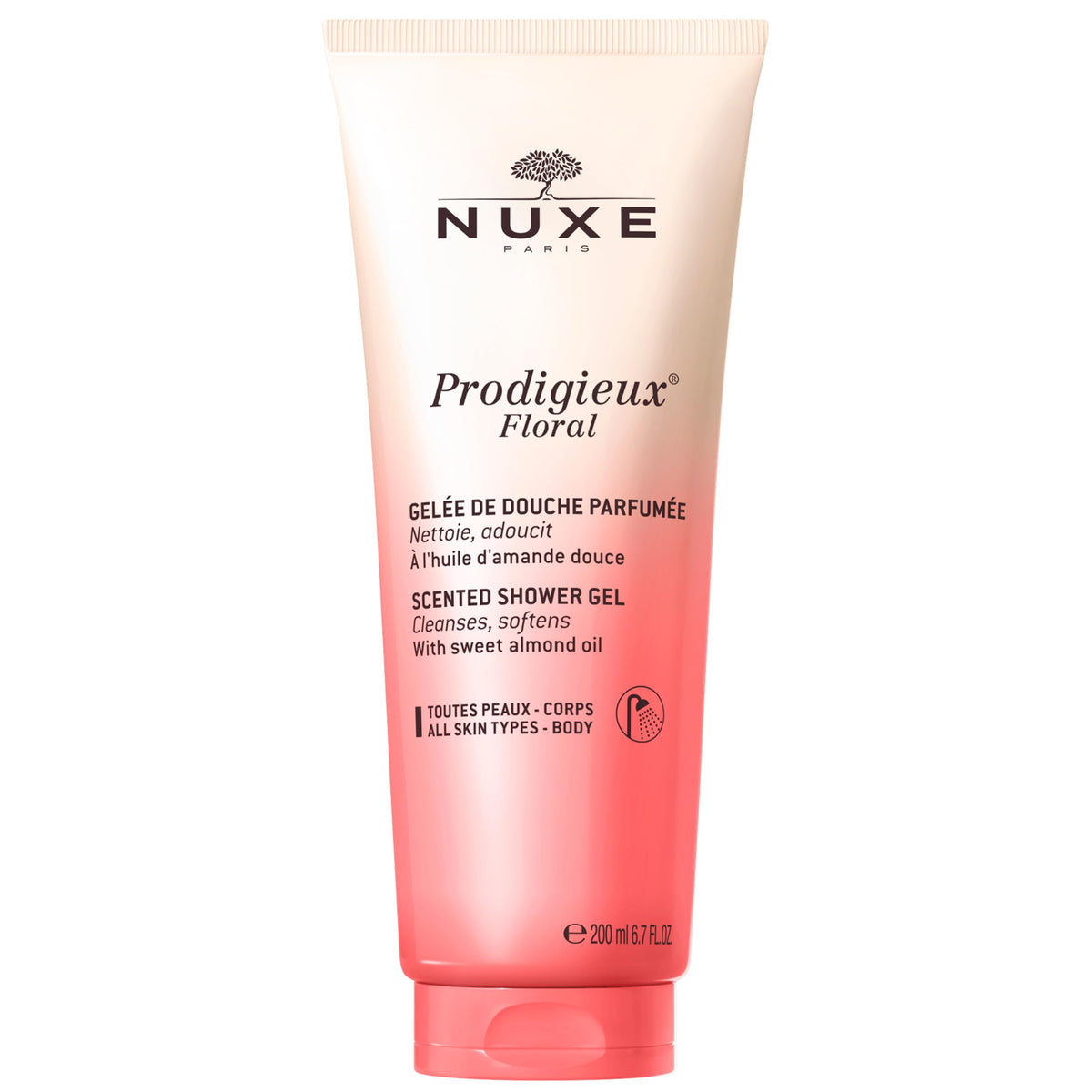 Nuxe Prodigieux Floral gel de ducha en botella, hidratación suave para pieles sensibles