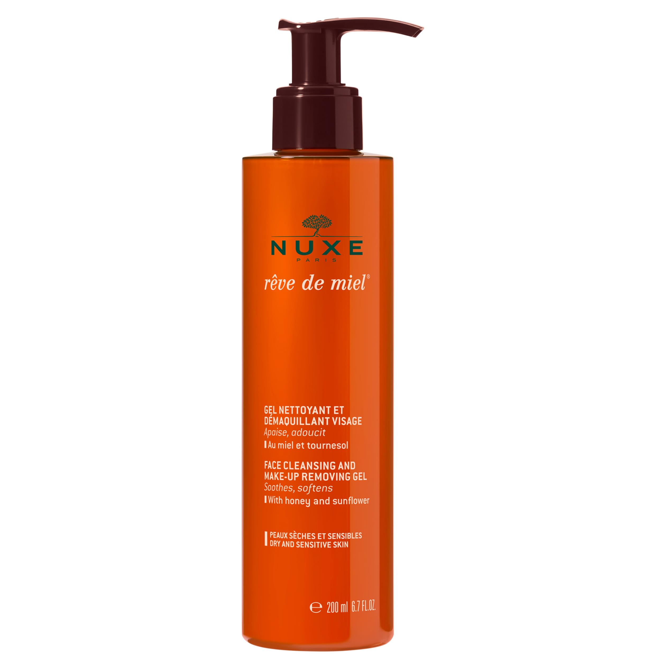 Nuxe Rêve de Miel: gel limpiador desmaquillante en botella purifica la piel