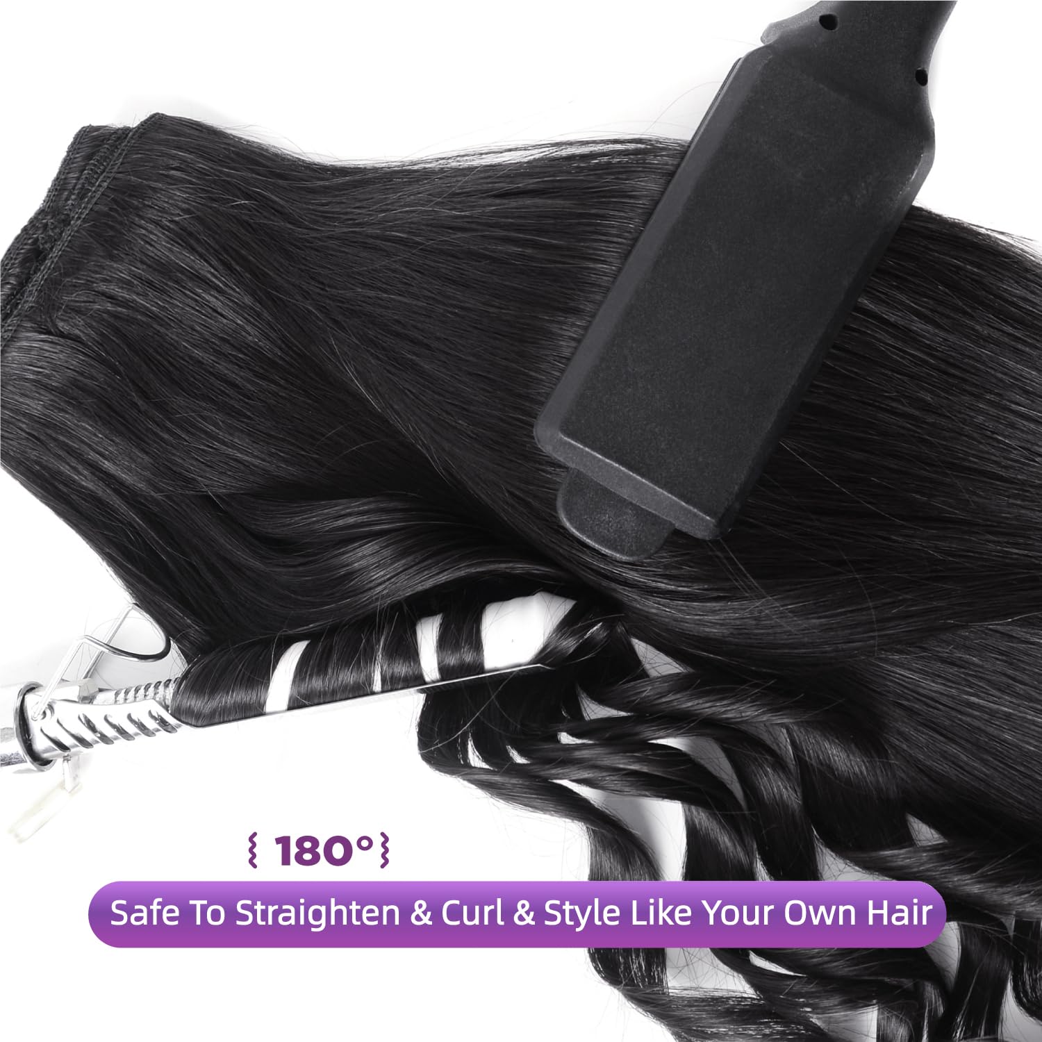 Nuzusa extensiones clip en pelo 20 pulgadas, aportan volumen y longitud visibles.