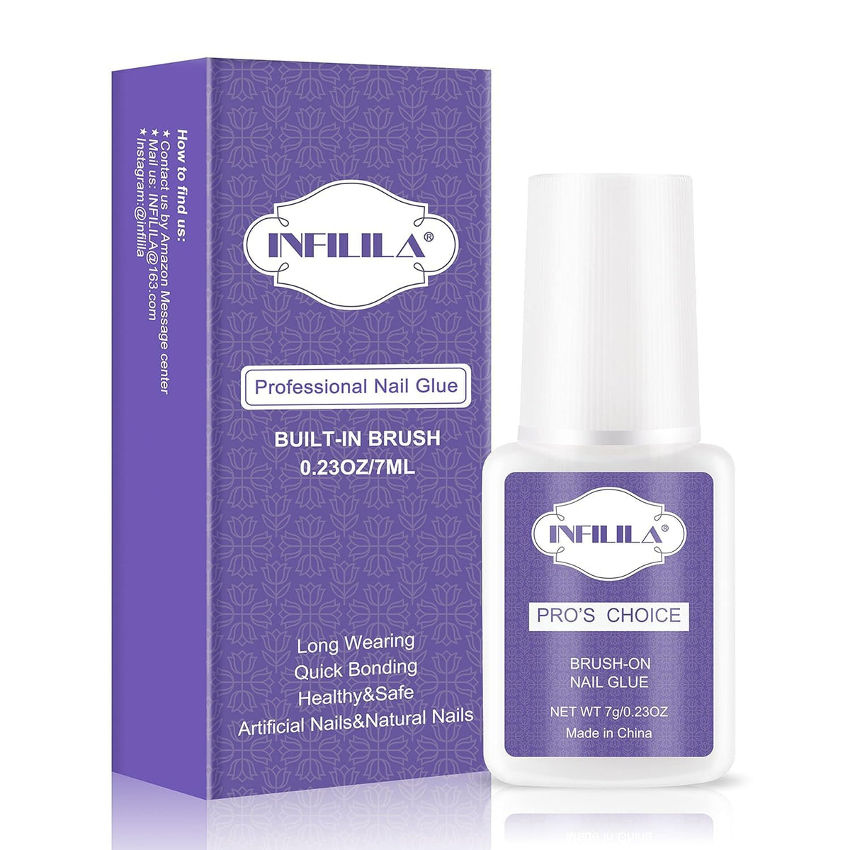 NXJ INFILILA, bote de 7 ml, adhesión rápida para uñas acrílicas.