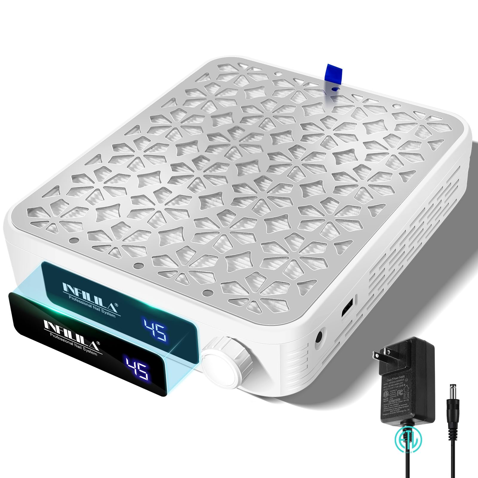 NXJ INFILILA colector polvo uñas 4500RPM captura polvo de uñas de forma eficiente para manicuras.