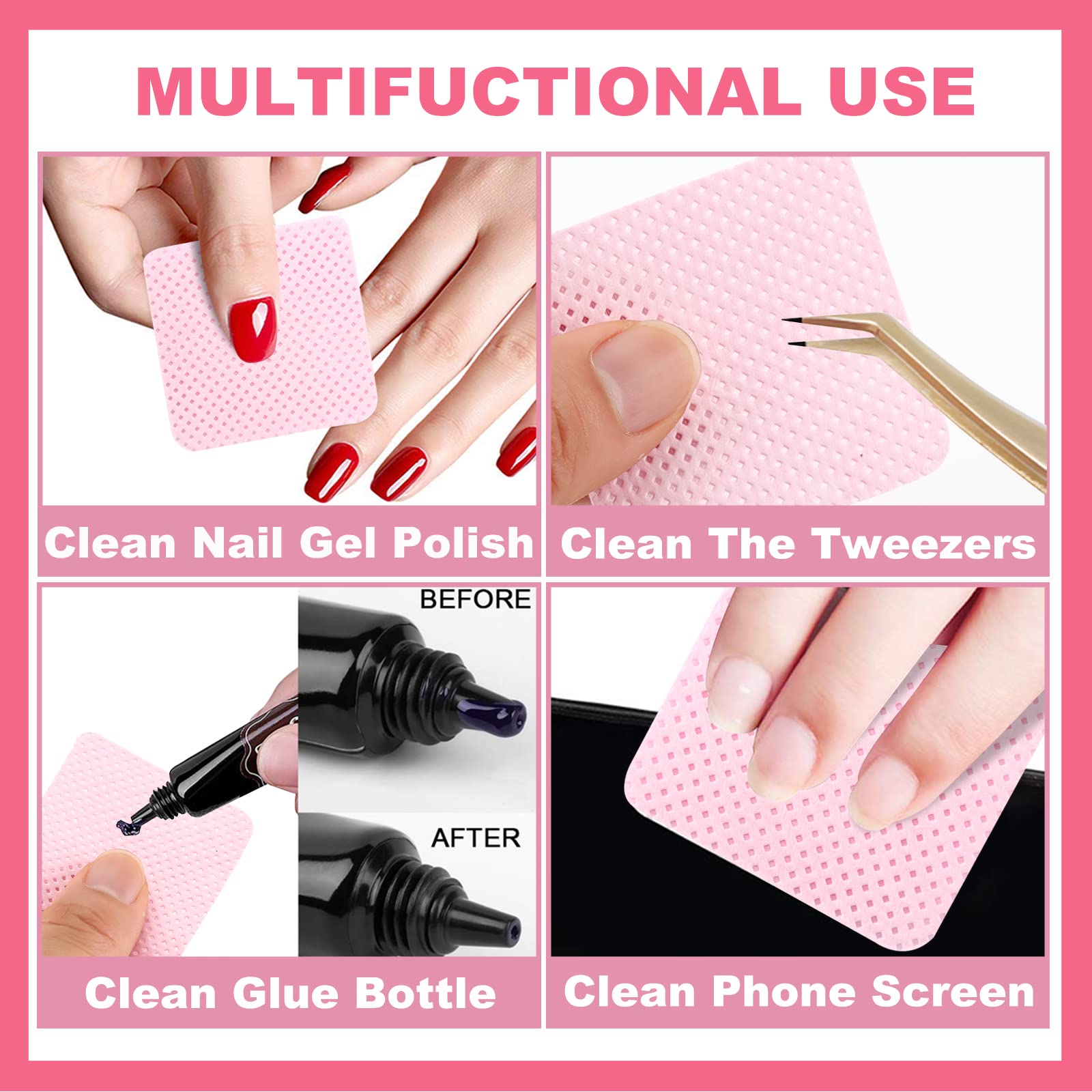 NXJ INFILILA – toallitas para limpieza de pegamento de extensiones de pestañas, sin pelusa.