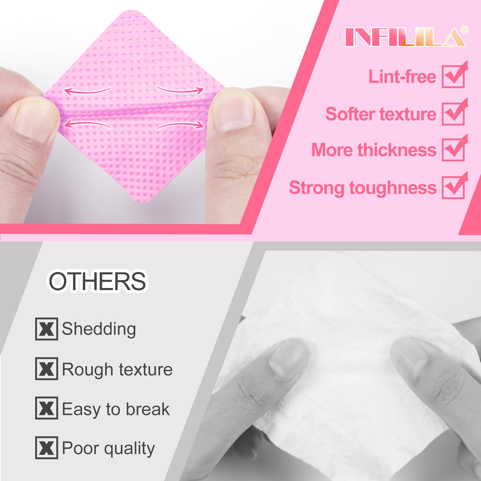 NXJ INFILILA: toallitas suaves y absorbentes para evitar residuos.