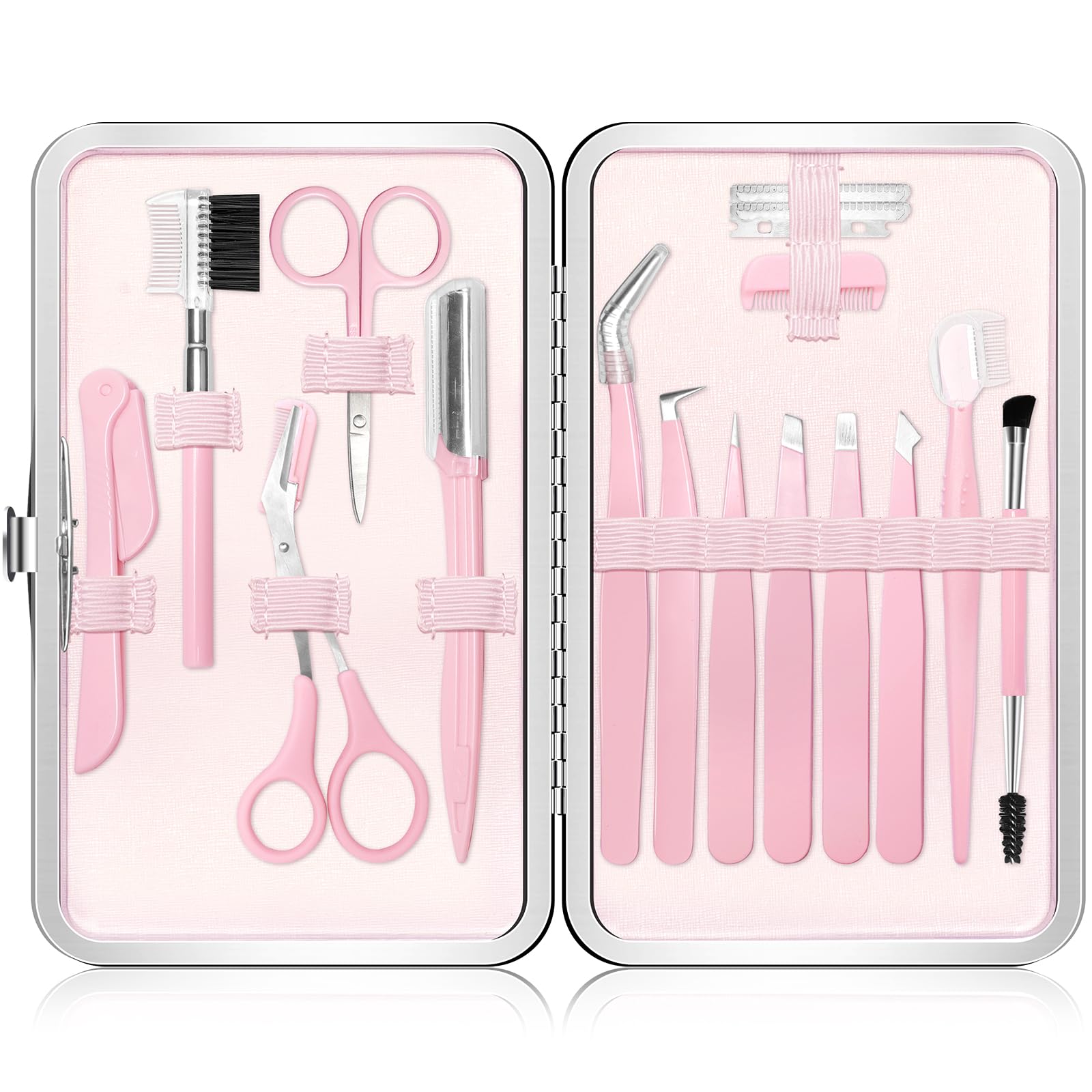 NXPPYY kit cejas 17-en-1 con pinzas para perfilar cejas con precisión