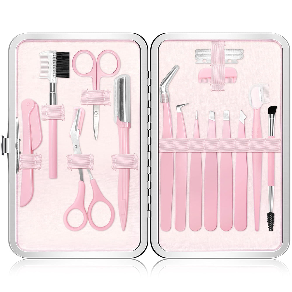 NXPPYY kit cejas 17-en-1 con pinzas para perfilar cejas con precisión