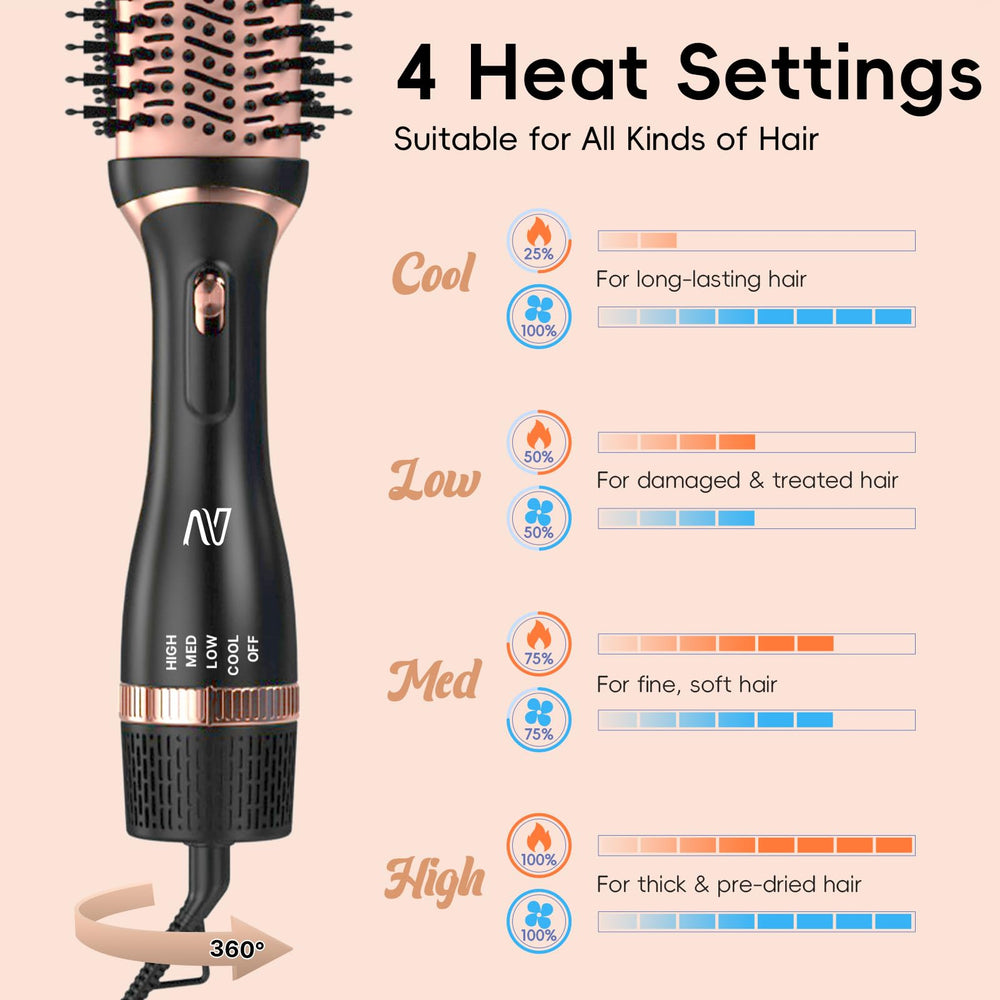 Nycoba hair dryer brush multi-level heat settings tailor styling to hair type