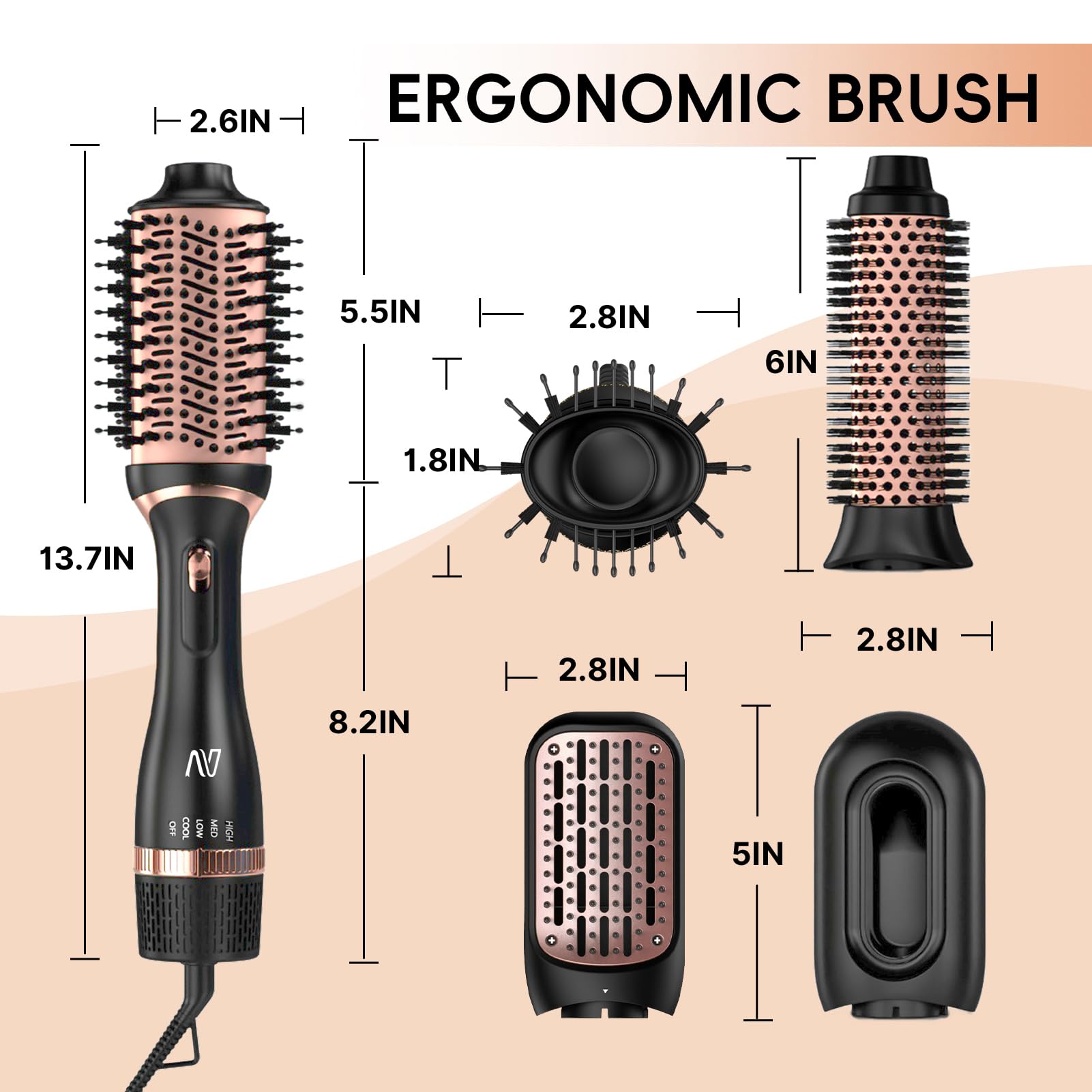 Nycoba hair dryer brush sleek design for comfortable handling and display