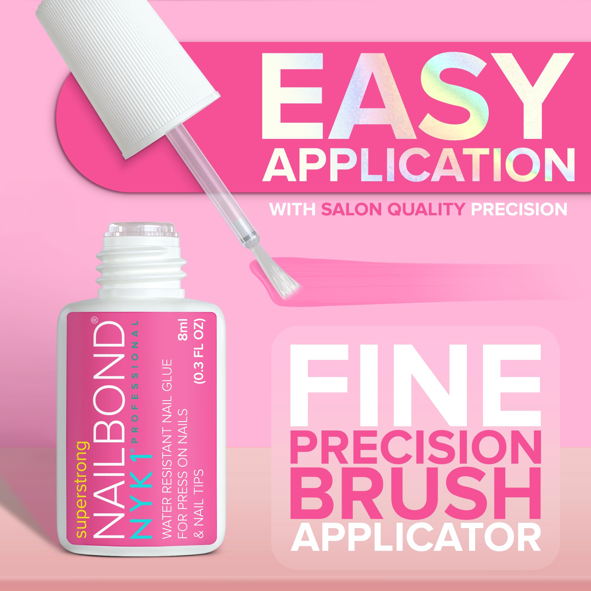 NYK1 NailBond: aplicación precisa para uñas postizas duraderas.