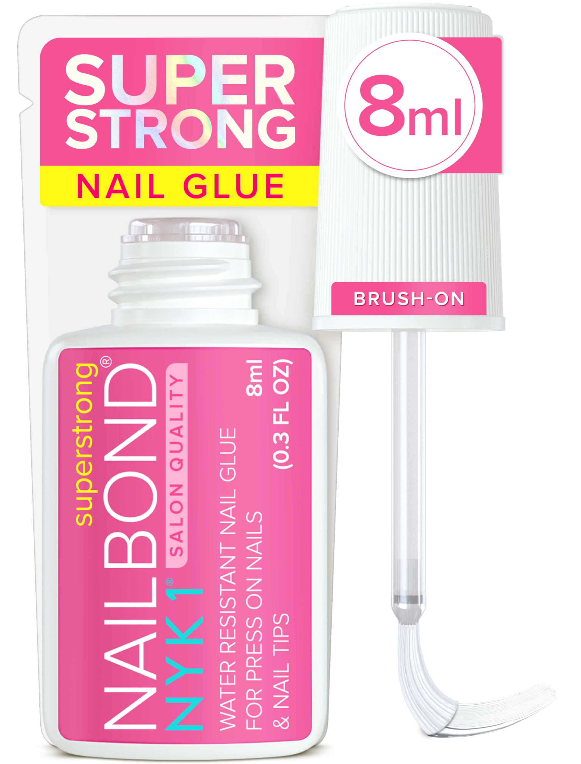 NYK1 NailBond con cepillo: aplicación precisa para uñas postizas.