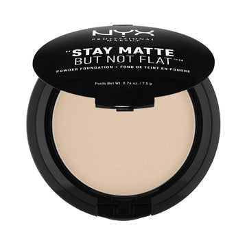Base en polvo mate de NYX, compacto desnudo, acabado natural