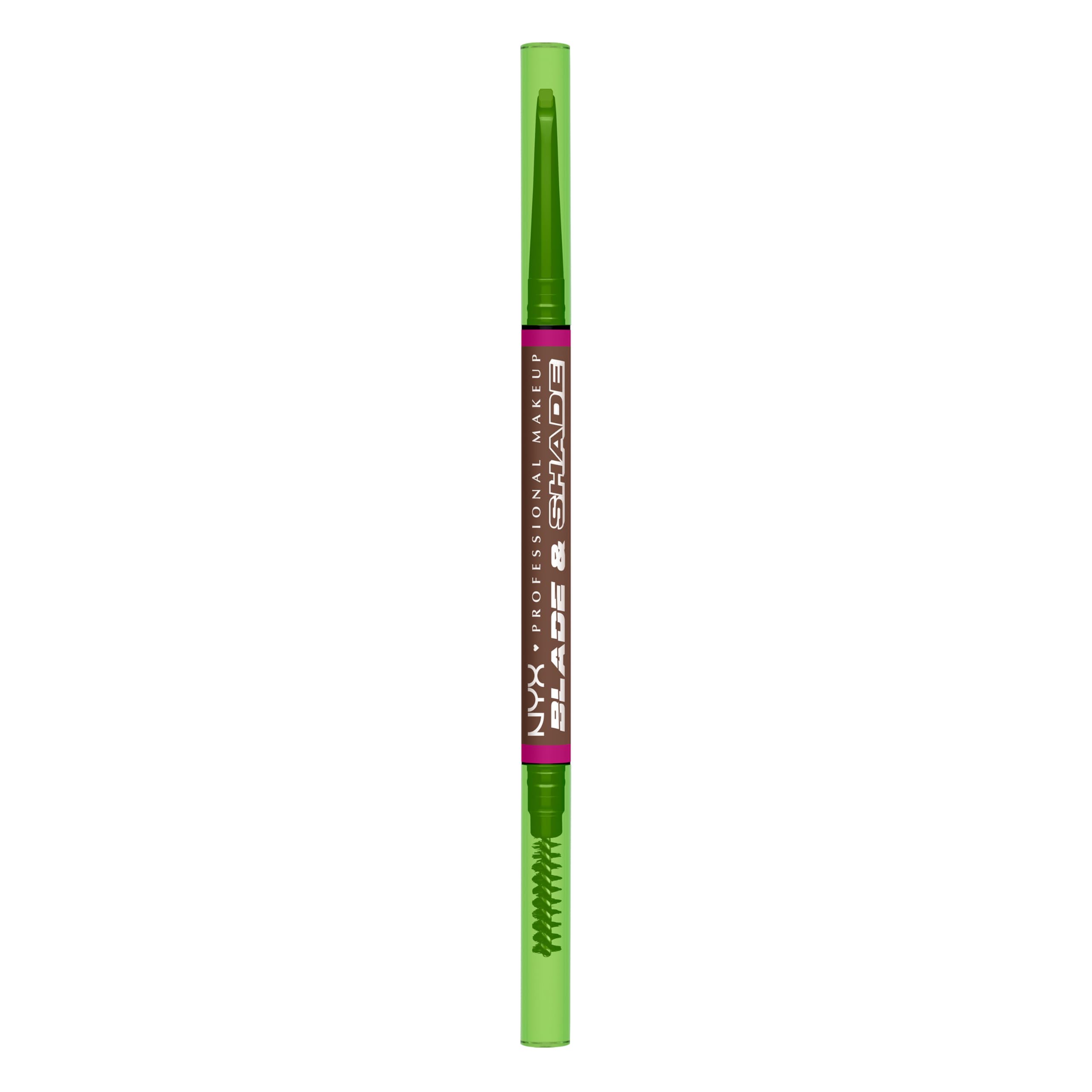 NYX Blade & Shade Brow Pencil close-up showing blade-thin strokes for precise brows.