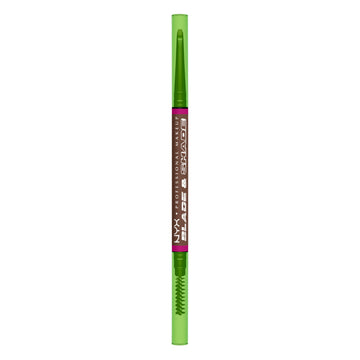 NYX Blade & Shade Brow Pencil close-up showing blade-thin strokes for precise brows.