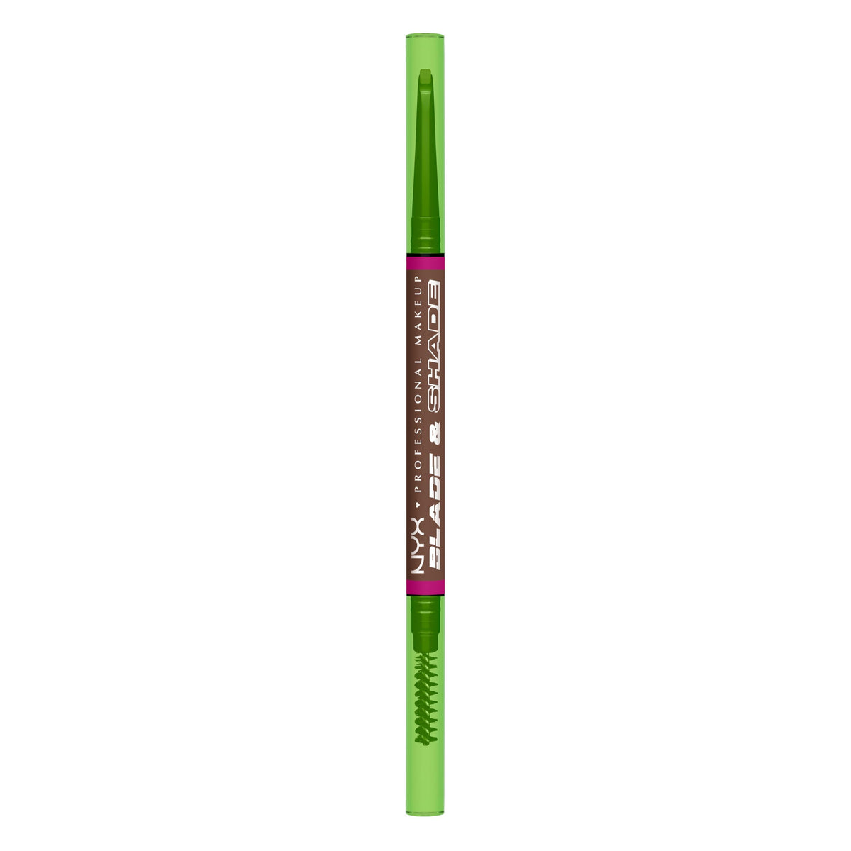 NYX Blade & Shade Brow Pencil close-up showing blade-thin strokes for precise brows.