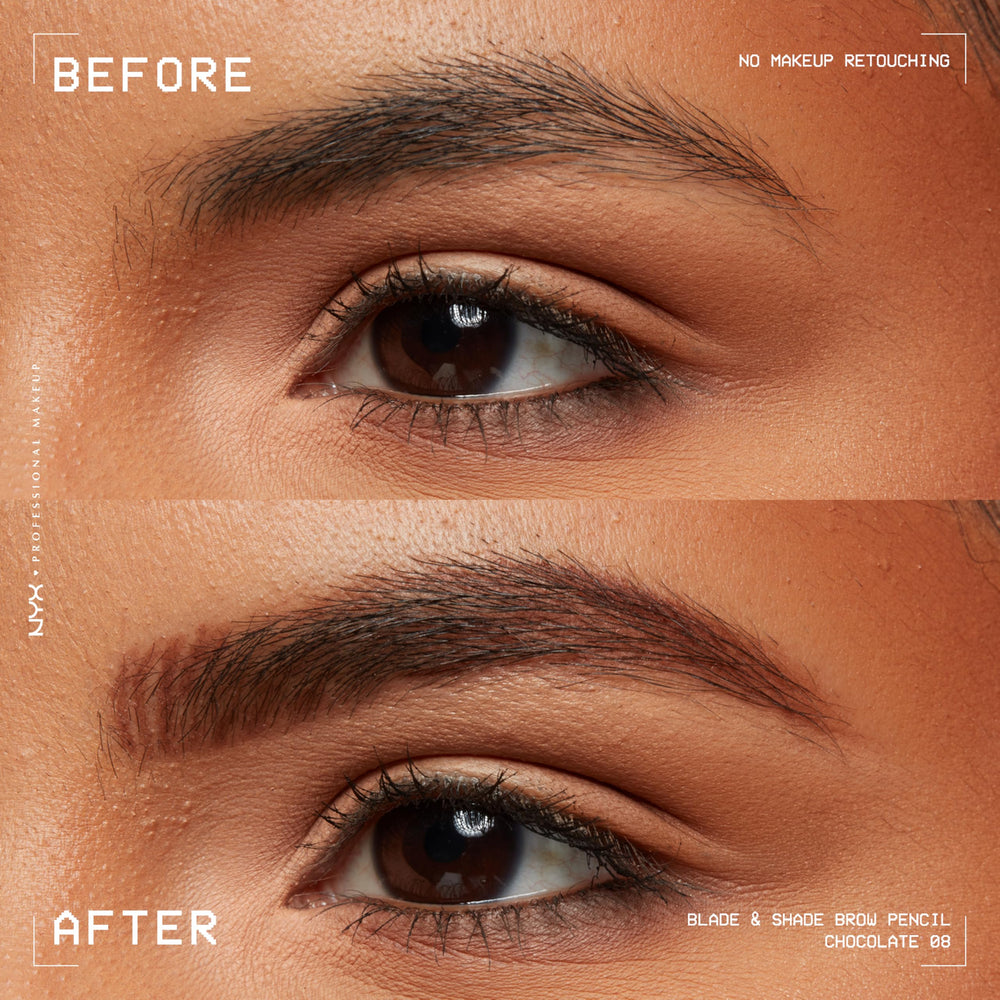 NYX Blade & Shade Brow Pencil dual-edged design enabling hairlike strokes.