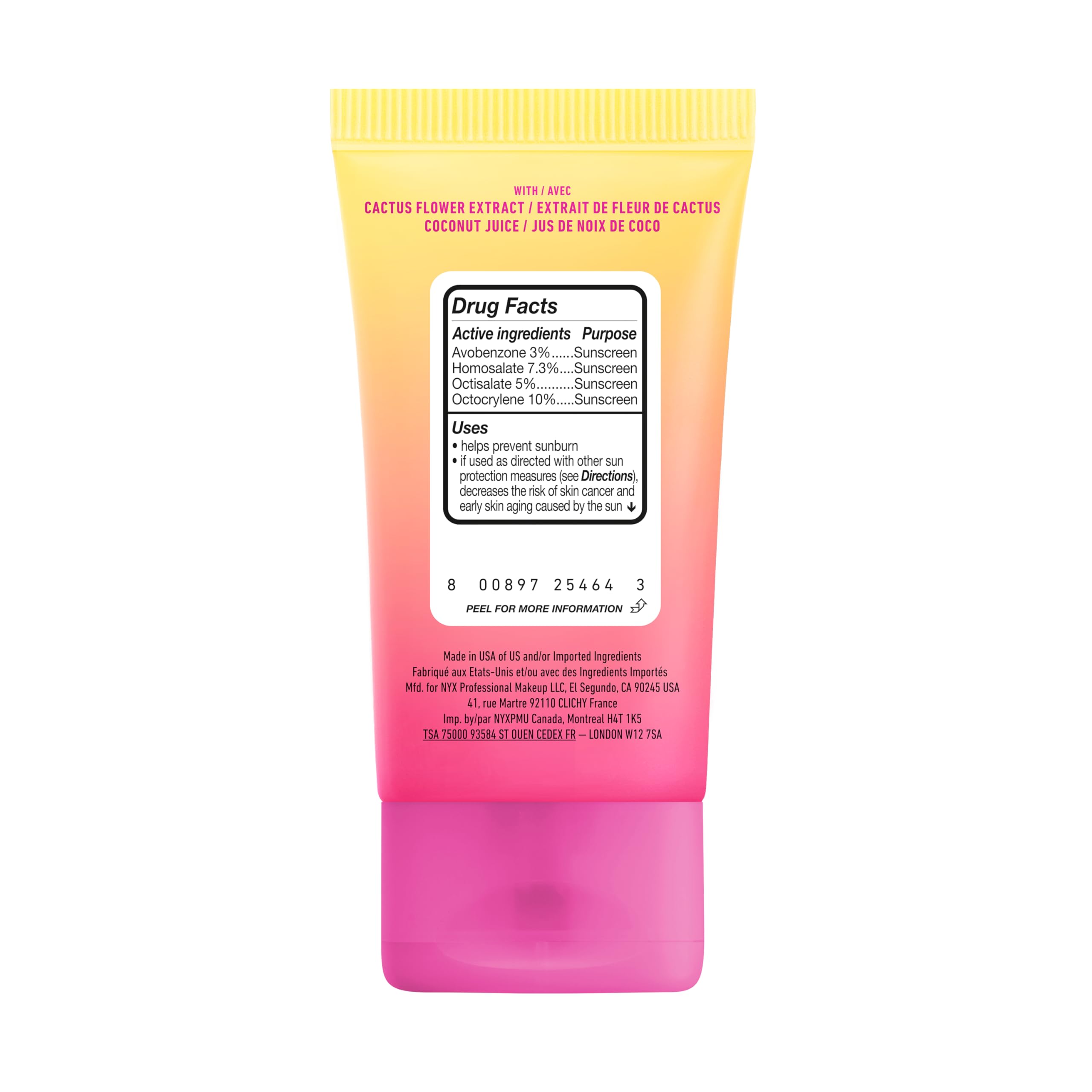 NYX Blurscreen Primer SPF30, coco-cactus: ingrediente suave que cuida la piel.