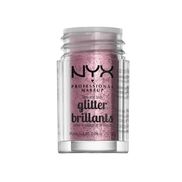 NYX Brillo para cara y cuerpo rosado, realza el brillo para fiestas.