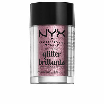 NYX Brillo para cara y cuerpo tono rosa, ideal para looks glam.