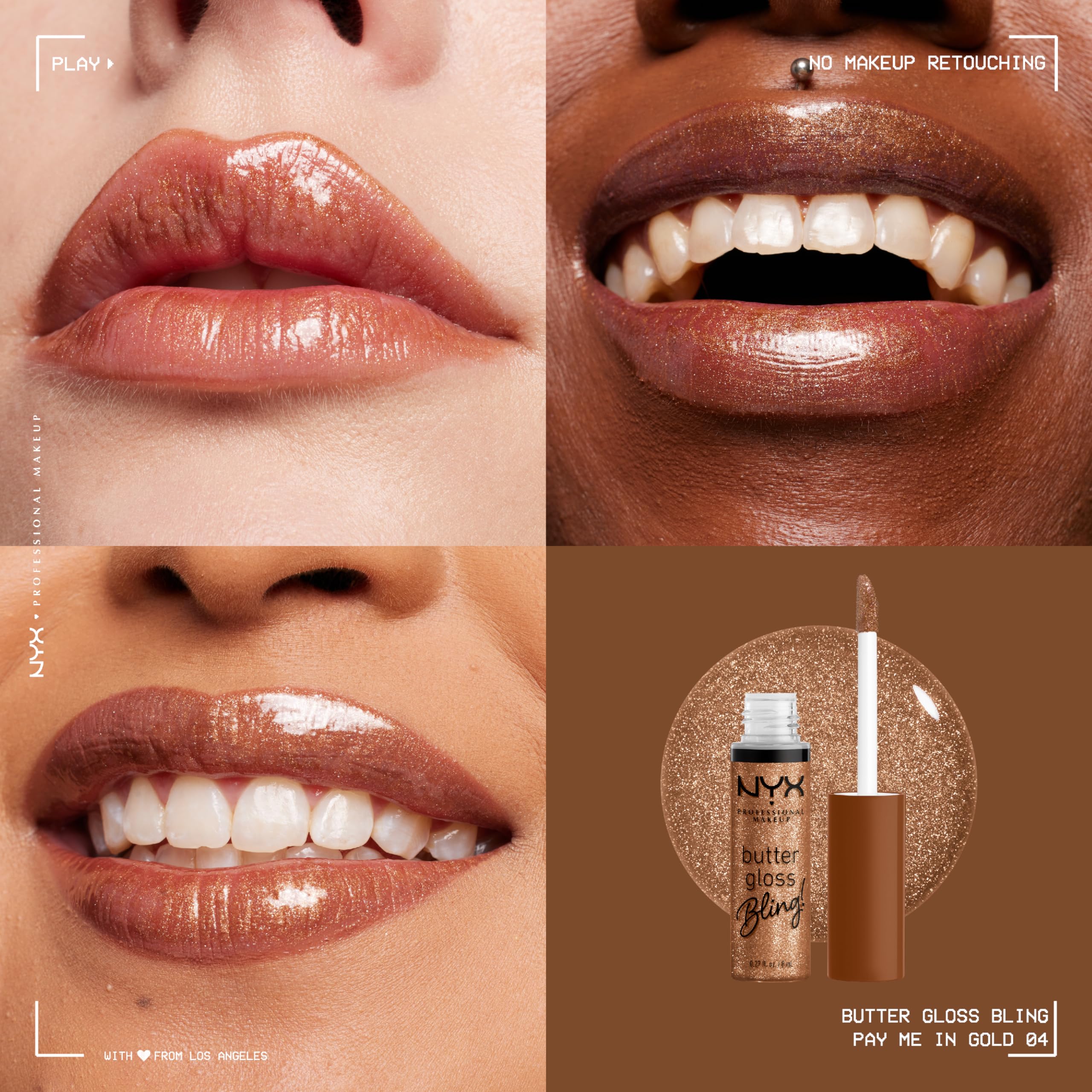 NYX Butter Gloss Bling: acabado brillante para un look luminoso.