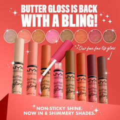 Acabado brillante y cómodo para look duradero con NYX Butter Gloss Bling.