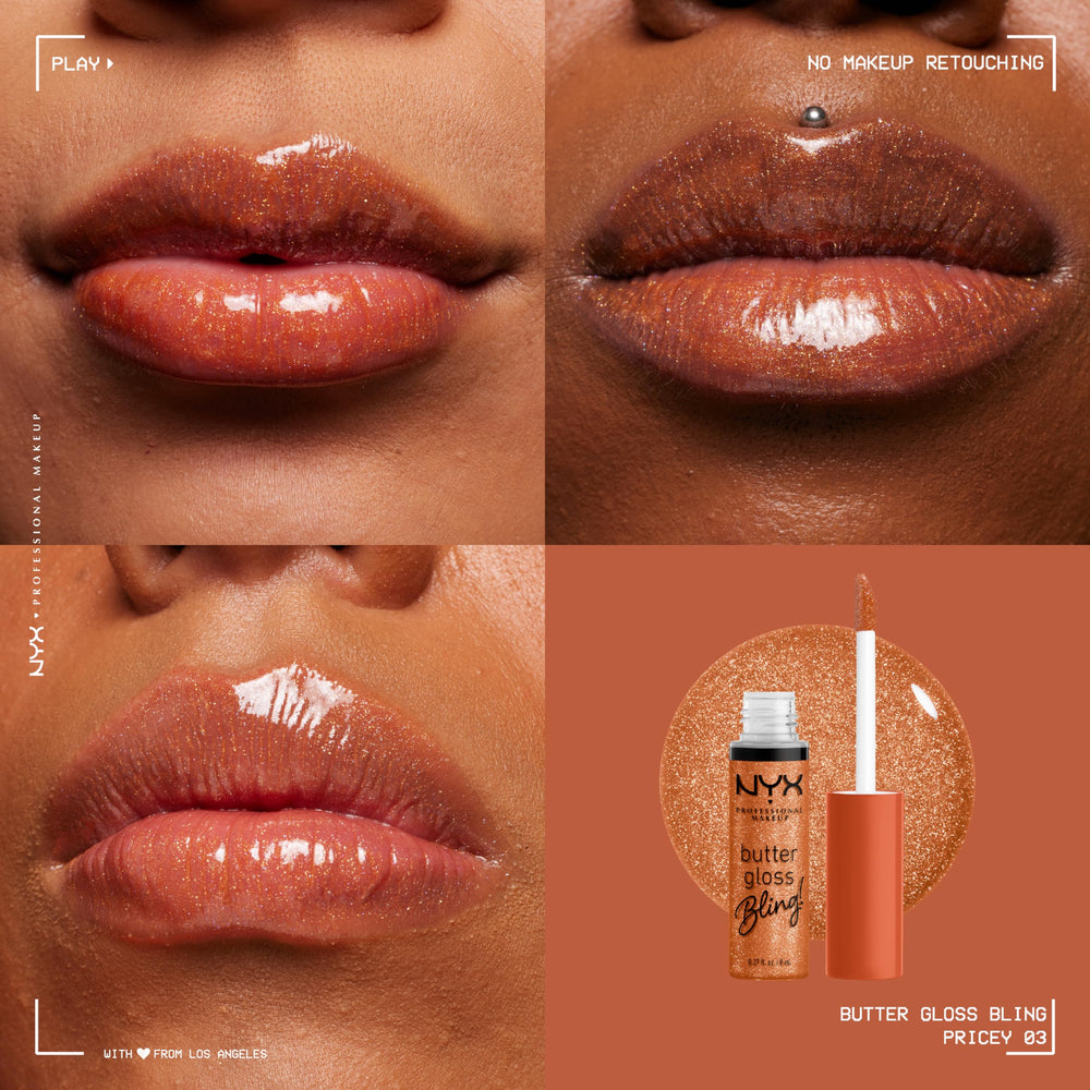 Aplicador doe-foot incluido en NYX Butter Gloss Bling facilita aplicación precisa.