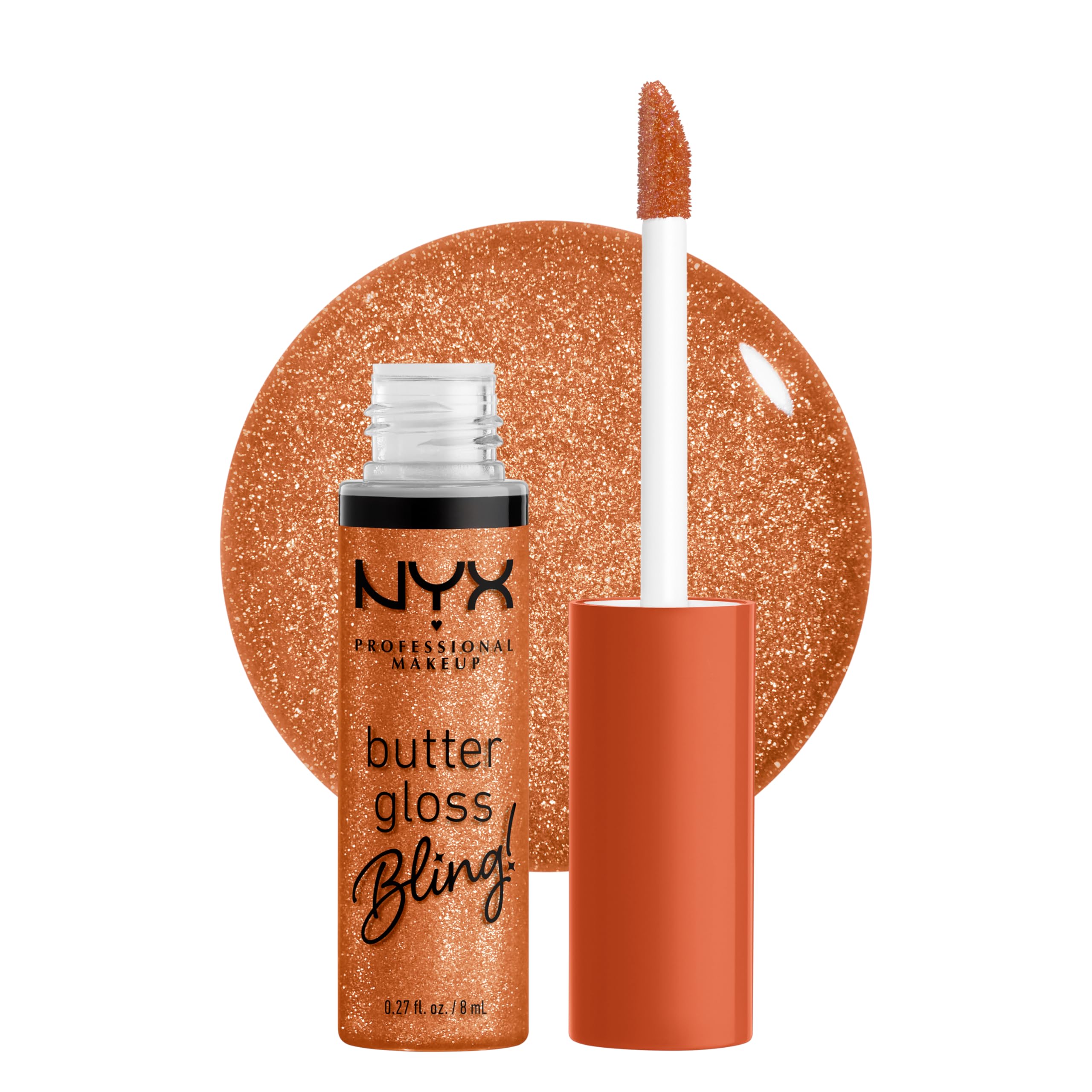 NYX Butter Gloss Bling brinda brillo suave para labios sedosos.