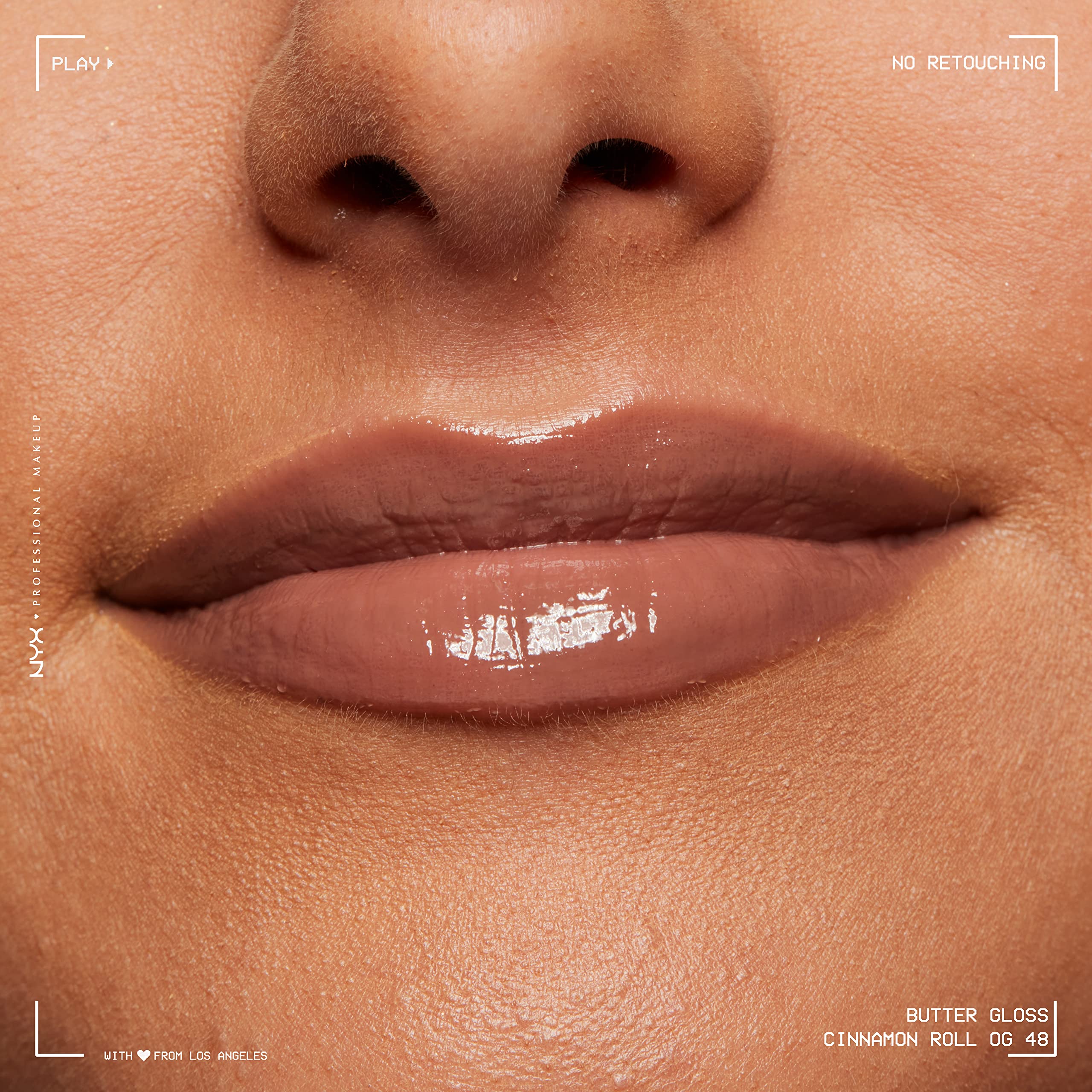 Brillo luminoso de NYX Butter Gloss Brown Sugar para labios con cuerpo.