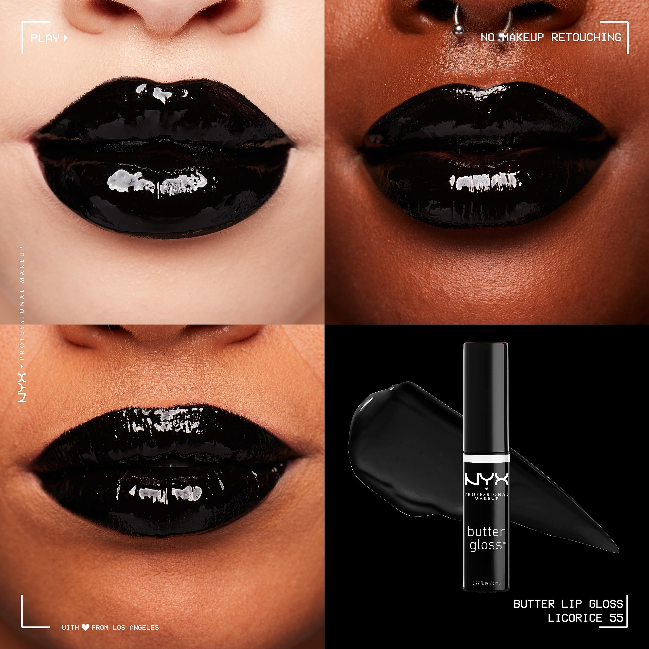 Cobertura translúcida media de NYX Butter Gloss para labios radiantes
