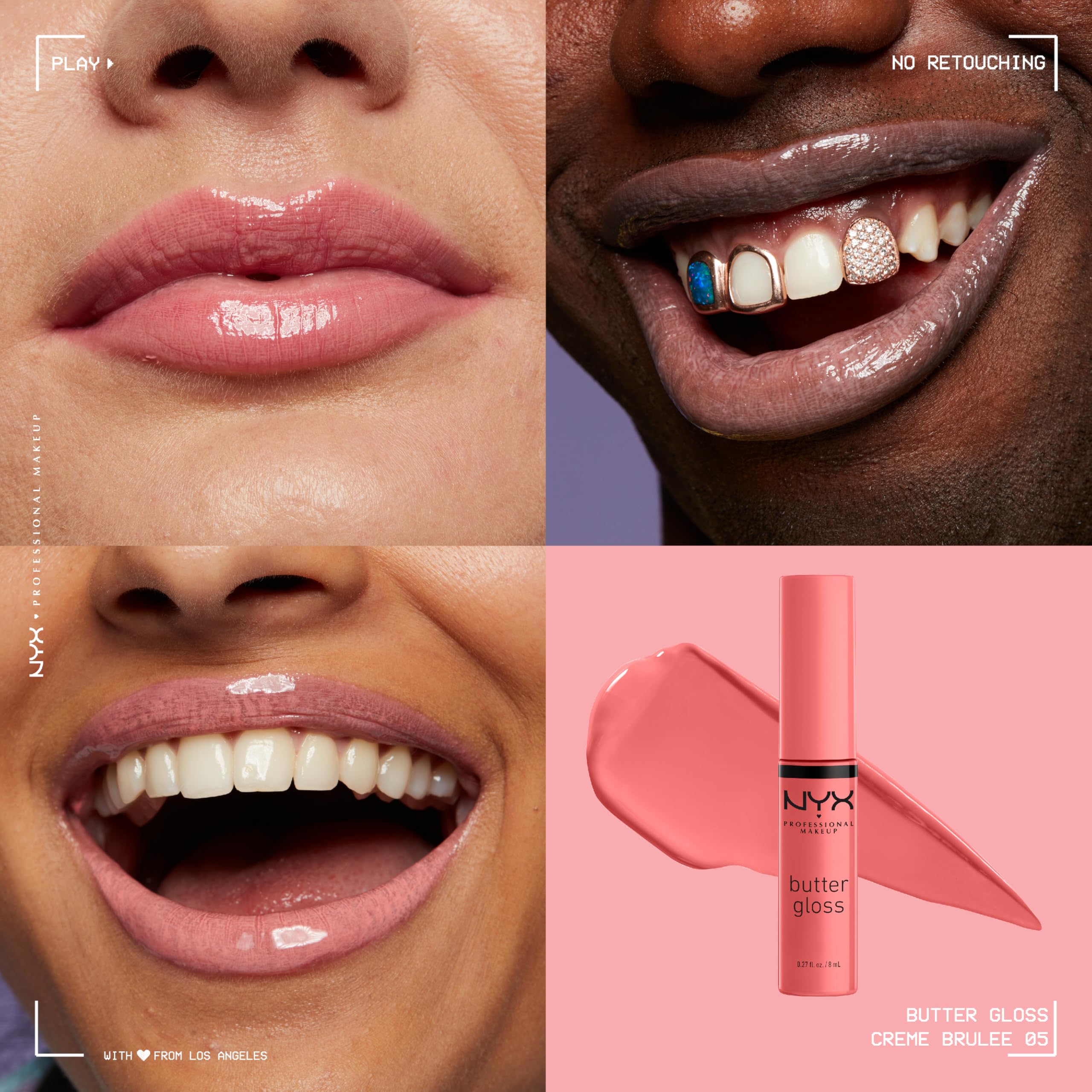 NYX Butter Gloss Creme Brulee, textura aterciopelada que desliza con comodidad
