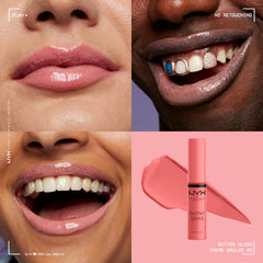 NYX Butter Gloss Creme Brulee, textura aterciopelada que desliza con comodidad