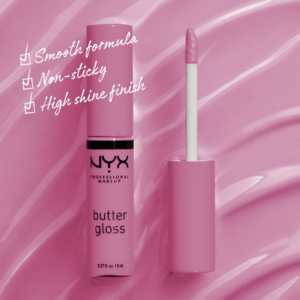 NYX Butter Gloss Eclair: brillo translúcido que realza el color natural de labios.
