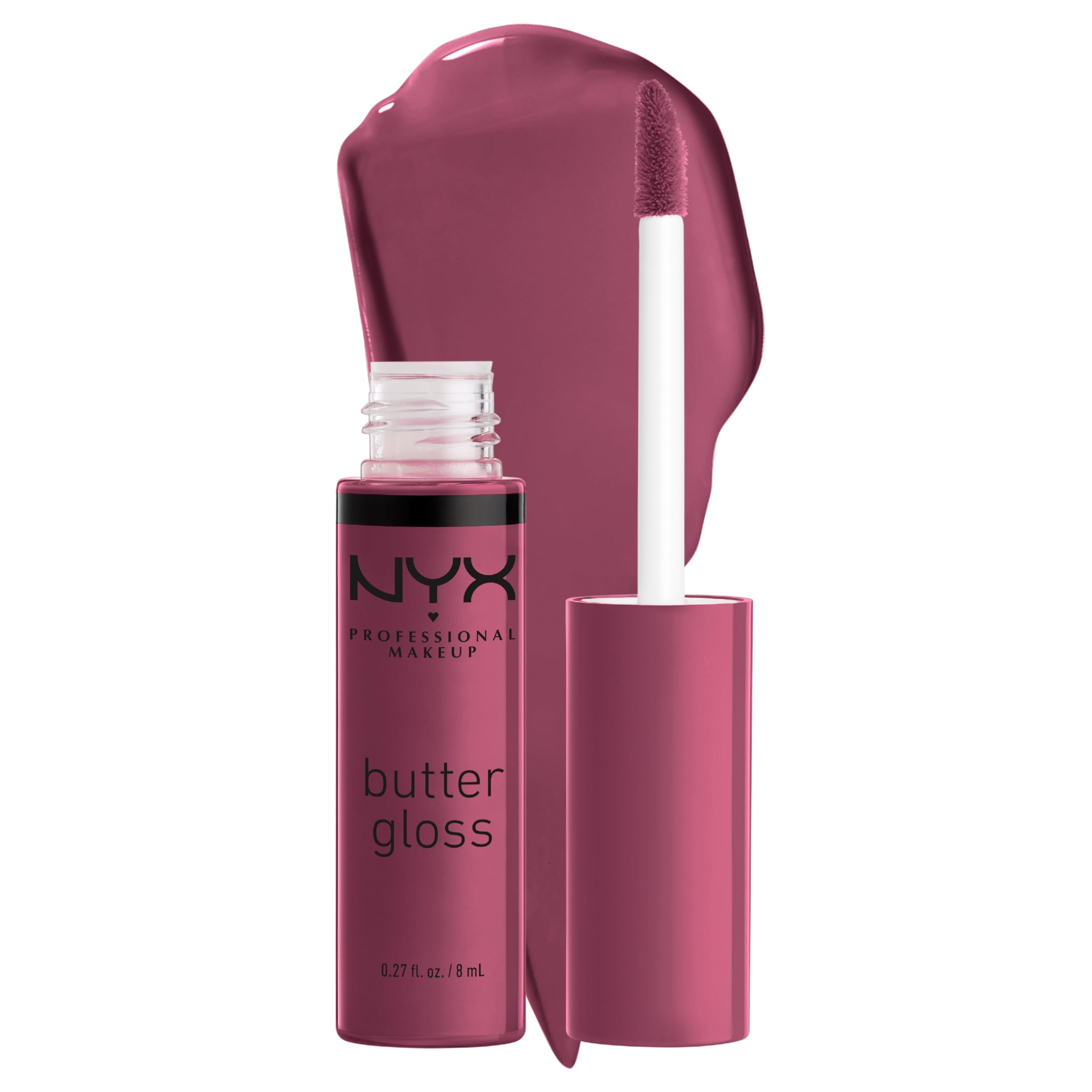 NYX Butter Gloss Cranberry Pie, brillo sedoso para labios sin pegar.
